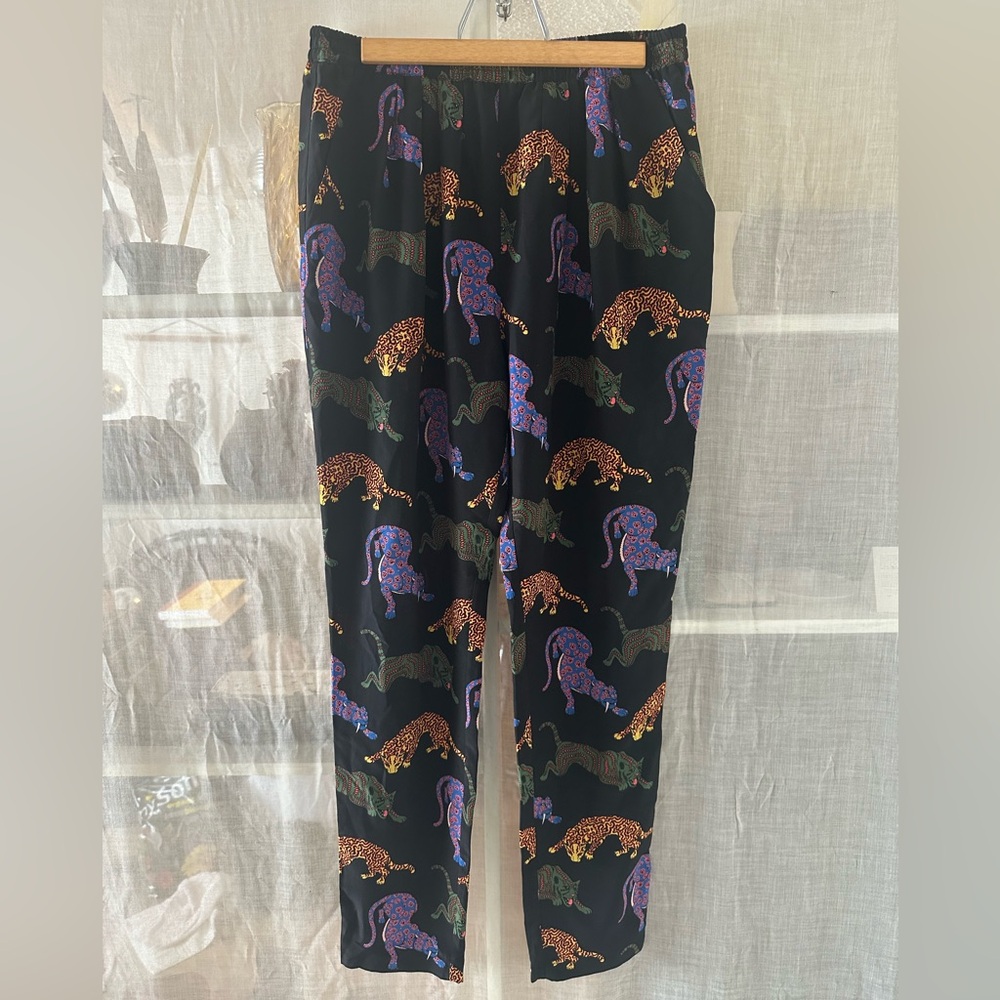 Stella McCartney Wildcat Printed Pants in Black Silk